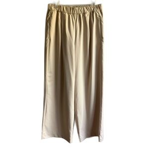 Ann Taylor High Rise Wide Leg Pants Size M Pull On Pockets Elastic Waist Office